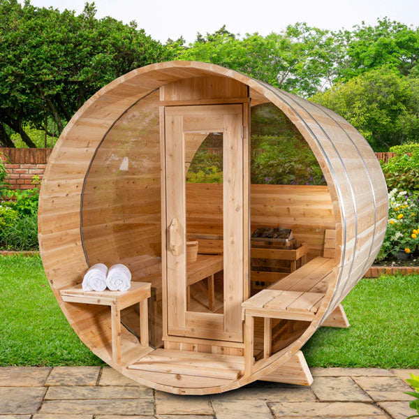 Dundalk LeisureCraft Serenity MP 3-4 Person Barrel Sauna CTC2245MPW