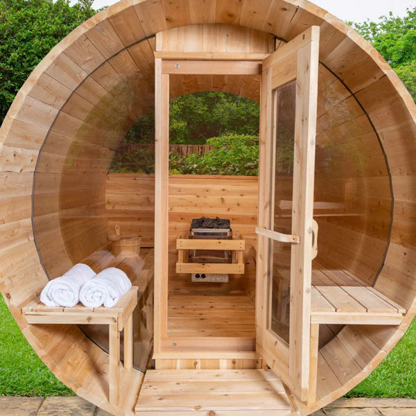 Dundalk LeisureCraft Tranquility MP 4-5 Person Barrel Sauna CTC2345MPW